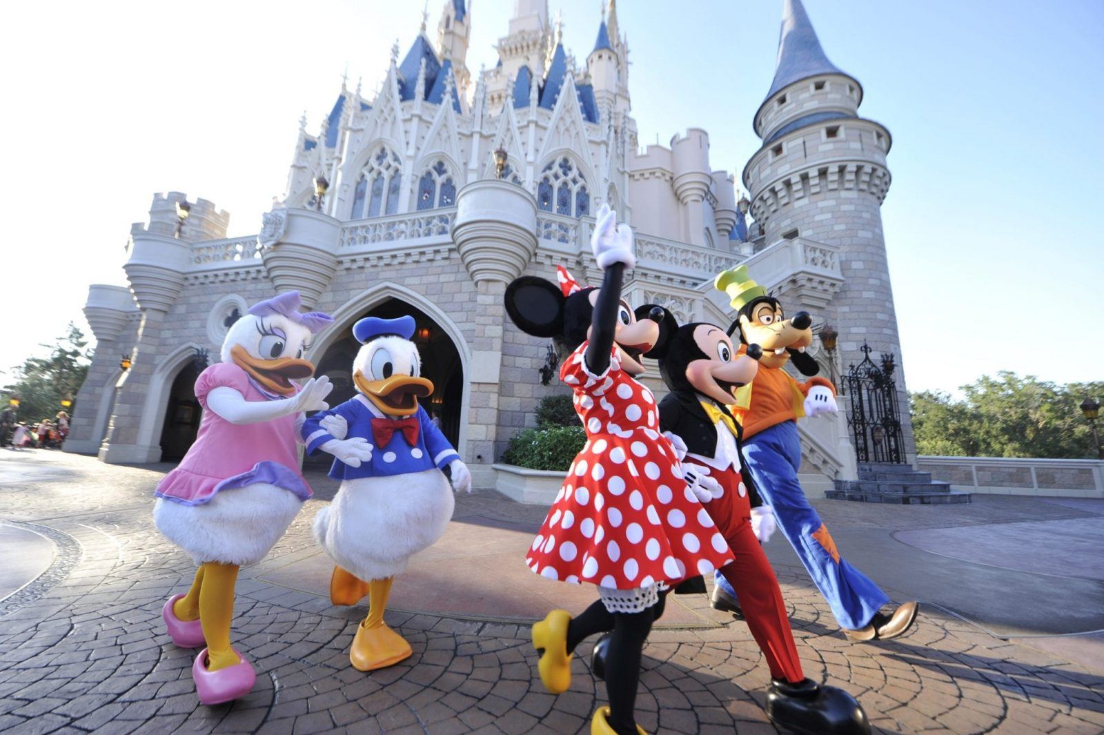 preparing for a Disney vacation with what lufggage to choose and the characters outside the castle