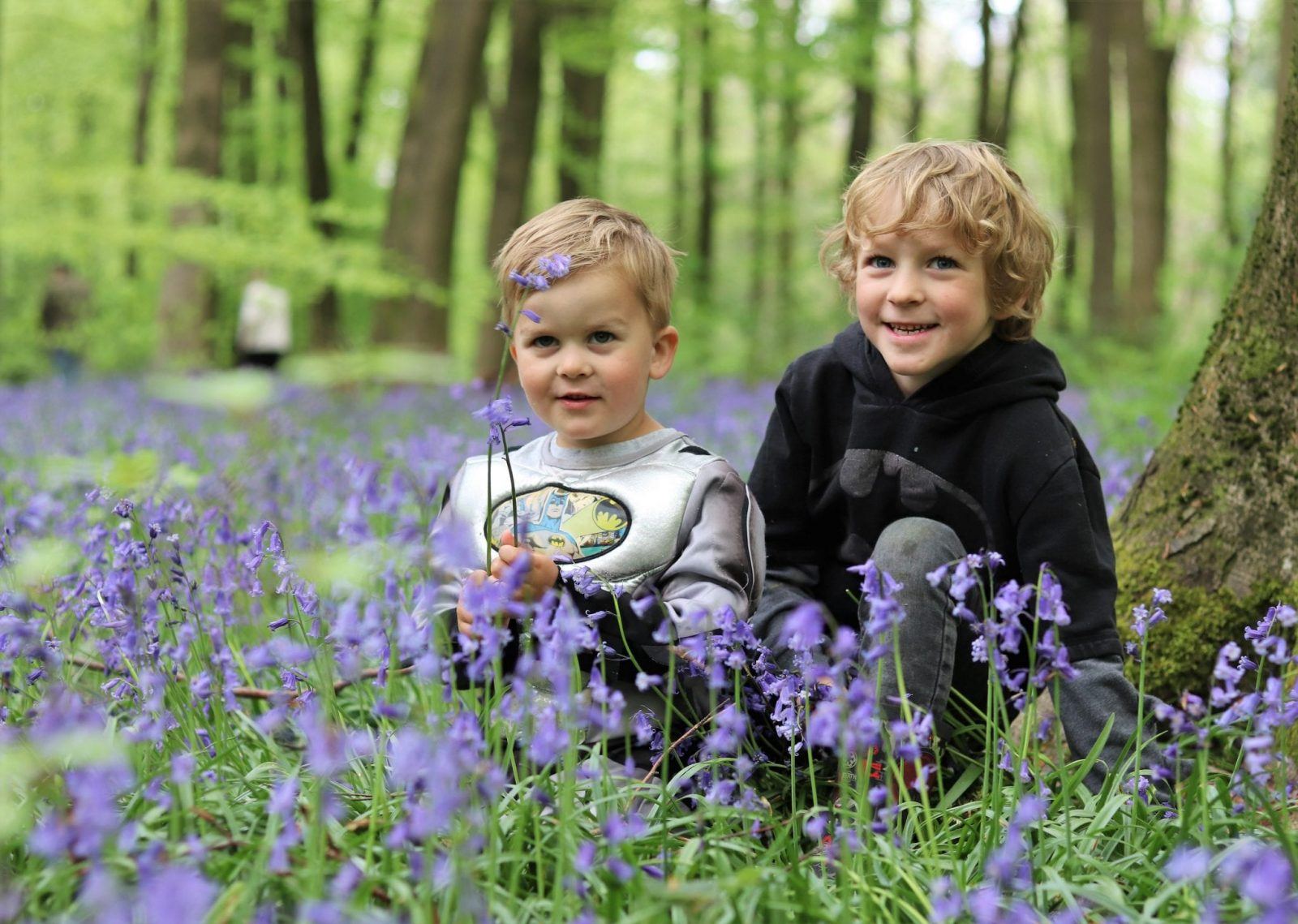 kids outdoors in bluebell woods