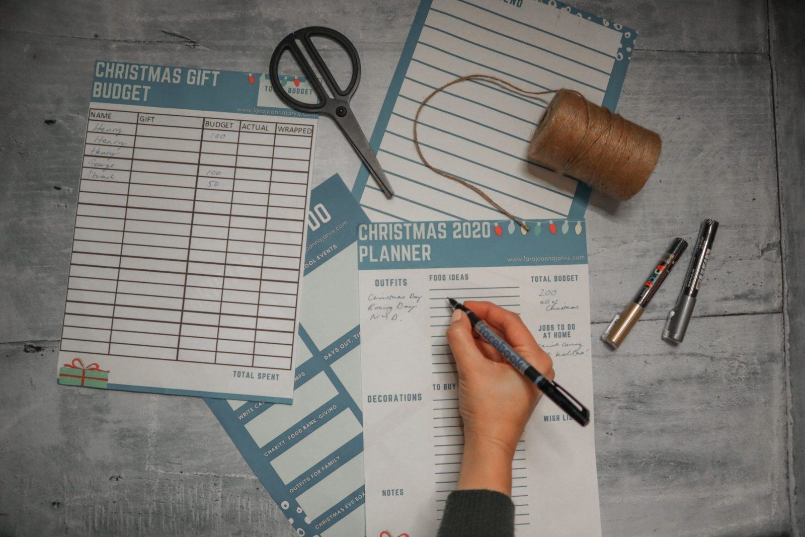 debt free Christmas planning document