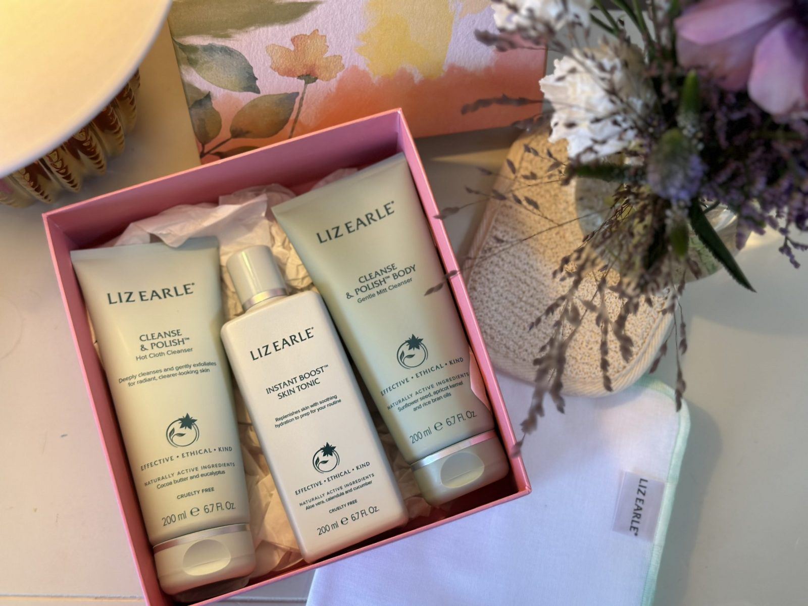 Liz Earle skincare products in box a gift set for Mother's Day